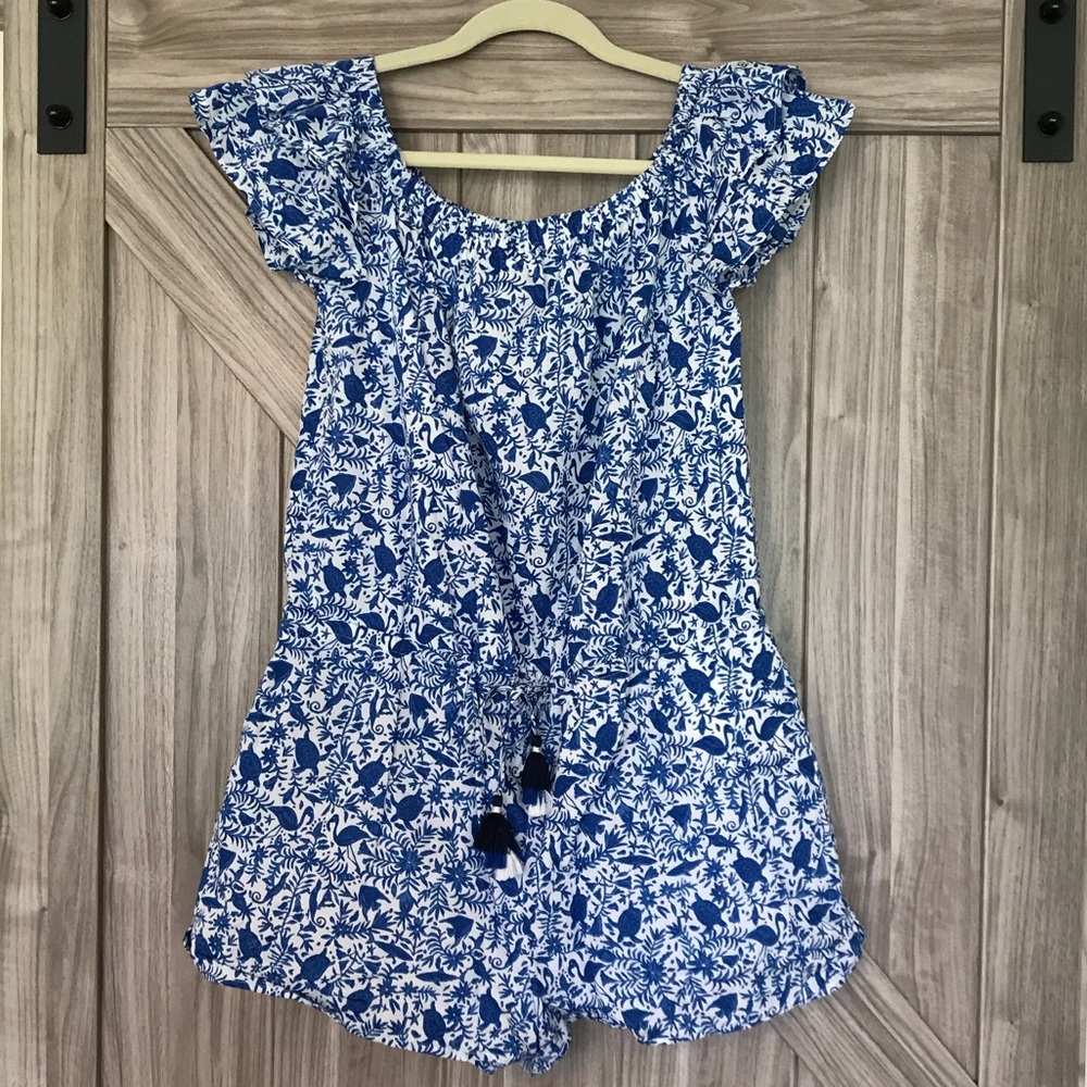 Vineyard Vines Sea Turtle Blue Romper Medium